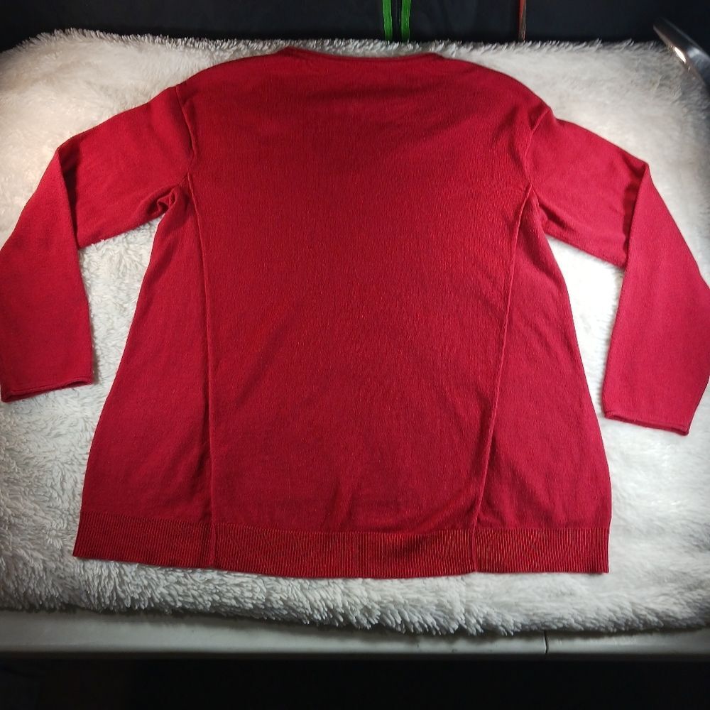 J. Jill Pure Jill Cotton Blend Front Pocket Red Sweater V-Neck Size Medium - Picture 10 of 11